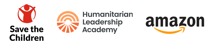 Save the Children, Amazon, Humanitarian Leadership Academy, and HELP Logistics logos